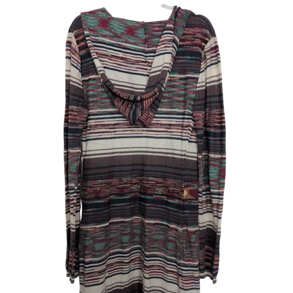 BKE Hooded Duster Cardigan Womens Size Medium Colorful Stripe Lightweight Boho - Picture 8 of 9